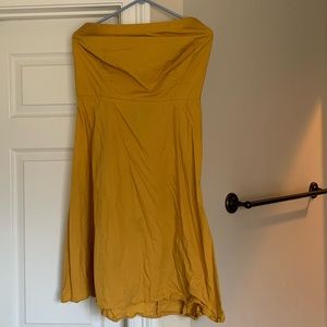 Strapless gold dress